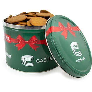 Dose mit braunen Lebkuchenplätzchen Santa